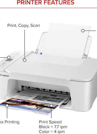 Canon PIXMA TS3720 Wireless All-in-One Printer for Basic Home Printing, White