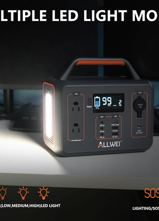 ALLWEI Portable Power Station 300W, 280Wh Solar Generator with 110V Pure Sine Wave AC Outlet, Backup Lithium Battery Generator for CPAP Outdoor RV Camping Emergency Home Use