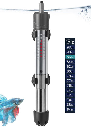 HITOP 25W 50W 100W 200W 300W Adjustable Aquarium Heater, Submersible Fish Tank Heater Thermostat with Suction Cup (50W)