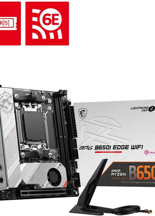 MSI MPG B650I Edge WiFi Gaming Motherboard (AMD Ryzen 9000/8000/7000 Series Processors, AM5, DDR5, PCIe 4.0, M.2, SATA 6Gb/s, USB 3.2 Gen 2, HDMI, Wi-Fi 6E, Bluetooth 5.3, 2.5Gbps LAN, Mini-ITX)