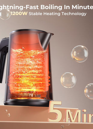 Electric Kettle 1.0L 1200W, 7 Temp Settings, 4H Keep-Warm, Fast-Boil Stainless Steel Electric Tea Kettle, 120V Water Boiler with Auto-Shut Off, Cool Touch PP Exterior for Home Office, Black