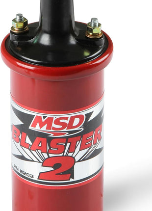 MSD 8203 Ignition Coil Blaster 2 Series (w/ballast resistor), Red, stock style ignition