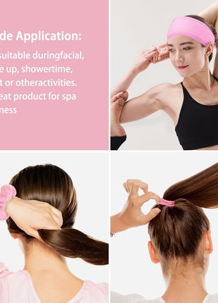 Spa Gift Set: Bubble Headband, Face Wash Headband, Skin Care Wristbands for Ladies and Women