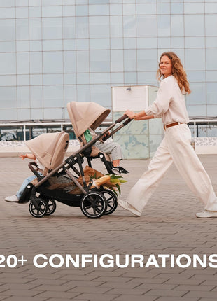 Cybex Gazelle S All-in-One Toddler and Baby Stroller with Over 20 Modular Configurations, Ergonomic Near-Flat Recline, Shopper Basket, and Compact Fold, Moon Black, Silver Frame