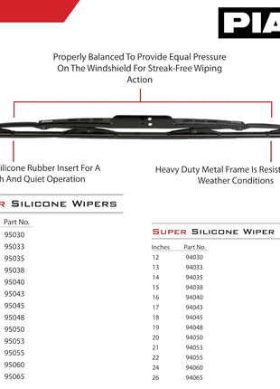 Piaa 95048 Super Silicone Wiper Blade - 19 inch inch 475mm (Pack of 1) inch