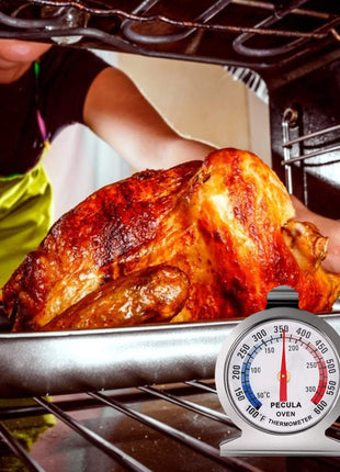 Stainless Steel Oven Thermometer 50-300°C/100-600°F, Analog Instant Read, Battery-Free Kitchen Cooking Thermometer, Hook & Stand Design Food Thermometer for Oven, Grill, Smoker, Fryer