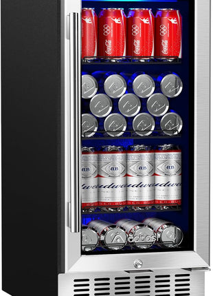 AAOBOSI 24 Inch Dual Zone Wine and Beverage Cooler,19 Bottles & 88 Cans Upgraded Wine Fridge,Built-in and Freestanding,Removable Fashion Wooden Frame,Intelligent Digital Temperatrue Control,Low Noise