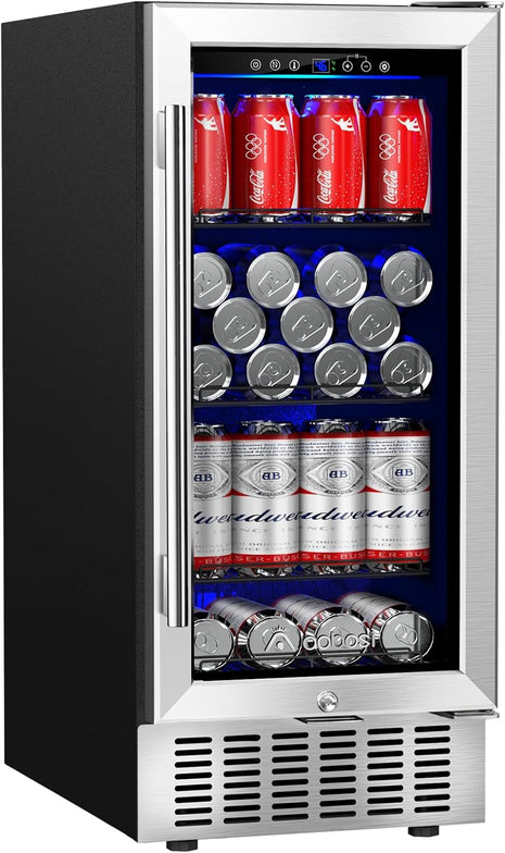 AAOBOSI 24 Inch Dual Zone Wine and Beverage Cooler,19 Bottles & 88 Cans Upgraded Wine Fridge,Built-in and Freestanding,Removable Fashion Wooden Frame,Intelligent Digital Temperatrue Control,Low Noise