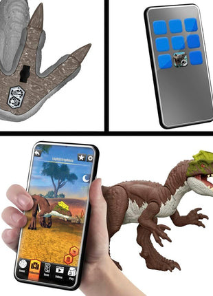 Mattel Jurassic World Rebirth Gigantic Thrashers Tyrannotitian Dinosaur Figure Toy, 2 Tail Activated Rampage Attacks, Digital Play