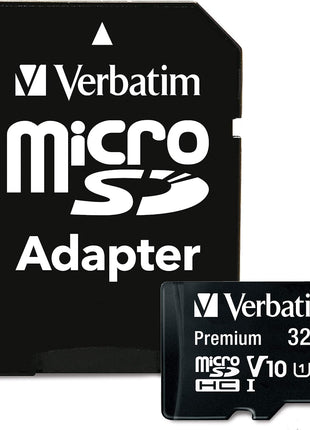 Verbatim 32GB Premium microSDHC Memory Card with Adapter UHS-I V10 Class 10 Supports Full HD (1080p) U1 Speed Rated Up to 90MB/s Read Speed