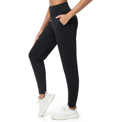 THE GYM PEOPLE Womens Joggers Pants with Pockets Athletic Leggings Tapered Lounge Pants for Workout, Yoga, Running, Training (Large, Black)