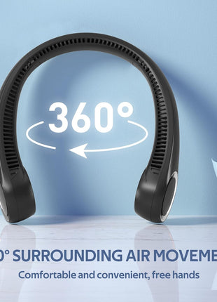 Portable Neck Fan, Hands Free Bladeless, 360° Cooling Personal Fan,Wearable Quiet Fan for Outdoor Indoor, Birthday Gifts for Men Women Mom Dad, 4000mAh Battery USB Rechargeable, 3-Speeds( Black)