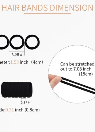 100PCS Black Hair Ties for Women Girls, Seamless Thick Black Hair Band, Elastic Hair Ties No Damage Ponytail Holder