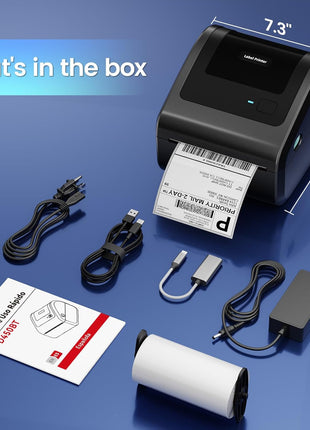 Bluetooth Shipping Label Printer with Built-in Label Bin | D450BT 4x6 Thermal Label Printer for Shipping Packages, Thermal Printers Compatible with Android, iPhone, Windows, macOS, UPS