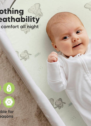 2-Pack Organic Bassinet Sheets for Girls, Boys - 100% Cotton Bassinet Mattress Sheets Compatible with Halo Bassinest Swivel Sleeper, Graco, Baby Delight, Chicco, Unisex Fitted Bassinet Sheets (Elly)