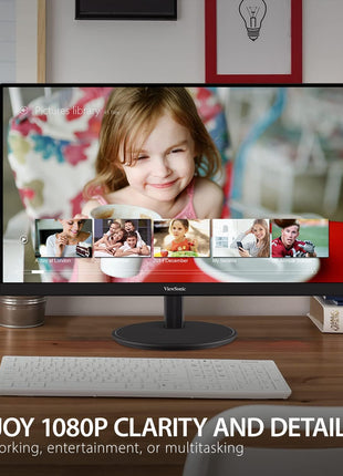 ViewSonic VA2447-MHJ 24 Inch Full HD 1080p Monitor with Advanced Ergonomics, FreeSync, 100Hz, Ultra-Thin Bezel, Eye Care, HDMI, VGA Inputs for Home and Office