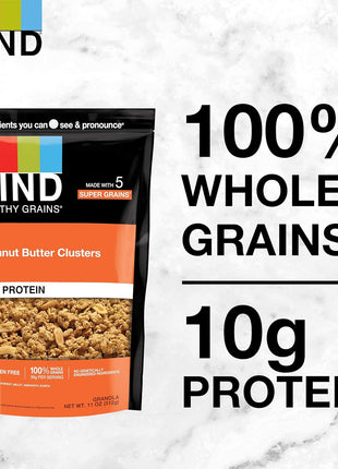 KIND Healthy Grains Granola, Peanut Butter Clusters, Healthy Snacks, Gluten Free, 100% Whole Grains, 10g Protein, 11oz, 3 Count