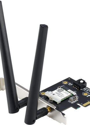 ASUS AX1800 PCIe WiFi Adapter (PCE-AX1800) - WiFi 6, Bluetooth 5.2, Ultra-Low Latency Wireless, 2 External Antenna, Supporting Total Data Rate up to 1800Mbps, WPA3 Network Security, OFDMA and MU-MIMO