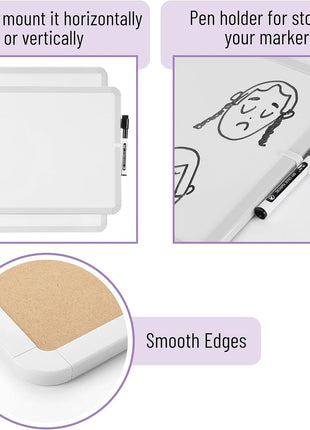 Mr. Pen- Dry Erase Board, 14 inch x 11 inch with a Black Dry Erase Marker, Small Mini White Board for Students, White Frame, Includes Double Sided Tapes
