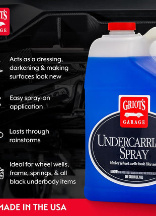 Griot's Garage Undercarriage Spray for Car Cleaning and Detailing, Undercoating for Wheel Wells, Frame, Springs, and More, 11139, One Gallon