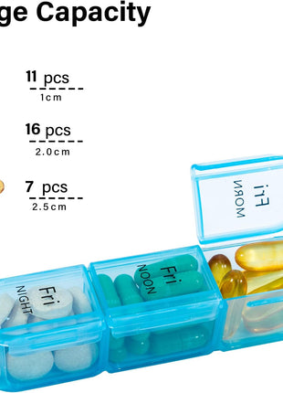 Daviky Pill Organizer 3 Times a Day, Daily Pill Box 7 Day, Weekly Cases Medicine Organizers to Hold Vitamins and Medication