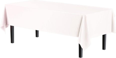 Exquisite 12 Pack Premium Plastic Tablecloth 54 Inch. x 108 Inch. Rectangle Table Cover White
