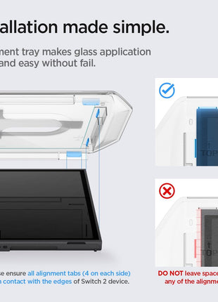 Spigen Screen Protector Tempered Glass [GlasTR EZ FIT] designed for Nintendo Switch 2 (2025) - 2 Pack