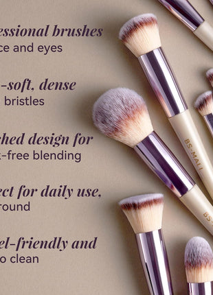 BS-MALL Makeup Brush Set 18 Pcs Premium Synthetic Foundation Powder Concealers Eye shadows Blush Makeup Brushes with black case