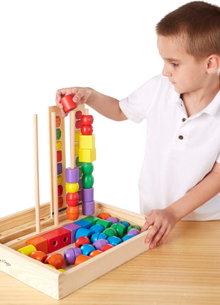 Melissa & Doug Bead Sequencing Set with 46 Wooden Beads and 5 Double-Sided Pattern Boards