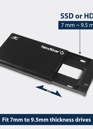 Vantec NexStar 6G, 2.5" SATA III to USB 3.2 Gen1 External SSD/HDD Enclosure, ID: Black (NST-268S3-BK)
