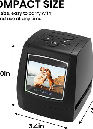Mini Digital Film & Slide Scanner – Converts 35mm Negatives & Slides to JPEG Photo – Includes 2.4 LCD Screen – Easy Load Film Adapters