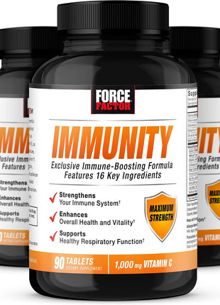Force Factor Immunity, 3-Pack, Immune Support Booster with Elderberry and 1000mg of Vitamin C, Plus Vitamin D, Zinc, Probiotics, Antioxidants, and Echinacea for Immune Health Defense, 270 Tablets