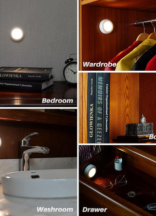 STAR-SPANGLED 2.8" LED Puck Lights Under Cabinet AAA Battery, 5 Pack Warm | Mini DIY Adhesive Stick on Touch Push Tap Button Lamp AAA Battery Powered Operated for Kitchen Closet Pantry Classroom Shelf