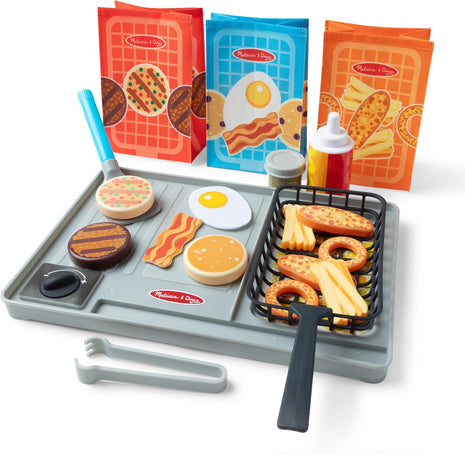 Melissa & Doug Flip & Fry Grill Play Set with Water Wow!® Kids Kitchen Playset with Color Changing Play Food, Preschool Toys for Girls & Boys Ages 3+