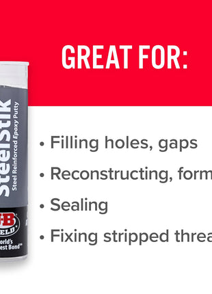J-B Weld 8267 SteelStik Steel Reinforced Epoxy Putty Stick - 2 oz.