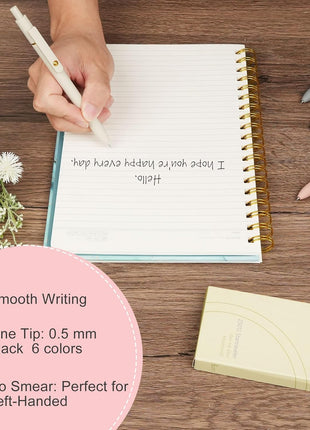 Ddaowanx Gel Pens, 6 Pcs 0.5mm Quick Dry Black Ink Pens Fine Point Smooth Writing Pens, Cute Office School Supplies Gifts for Women