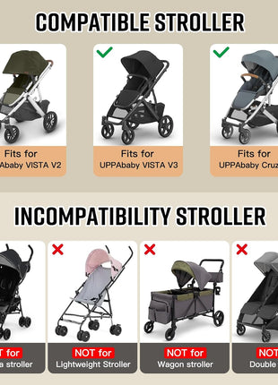 RAYMACE Padded Stroller Travel Bag for Airplane with Wheels Fits to UPPAbaby Vista V2 V3, Cruz V2 V3,Travel Safe Protection Storage Bag, Patterned Design, Black