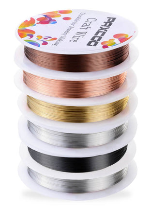 PAXCOO 6 Pack Jewelry Beading Wire for Jewelry Making Supplies and Craft (24 Gauge)