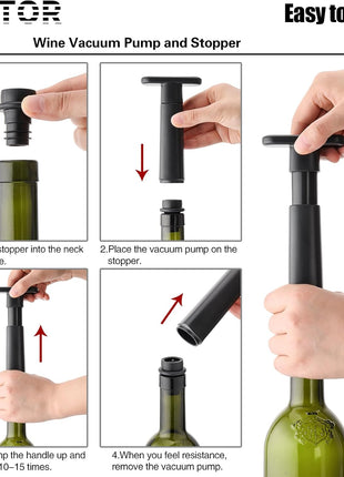 WOTOR Wine Stoppers Vacuum, Silicone Wine Saver & Preserver, Reusable Bottle Sealer, Keep Fresh (Black, 12 Pieces)