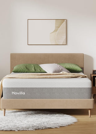 Novilla Bliss Queen Size Mattress, 12 Inch Gel Memory Foam Mattress Queen | Cool Night Sleep & Pressure Relief, Support Foam for Spine Alignment & Motion Isolation, Medium Plush Feel