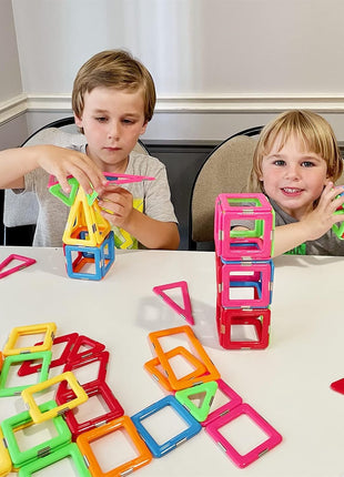 Coodoo Upgraded Magnetic Blocks Tough Tiles STEM Toys for 3+ Year Old Boys and Girls Learning by Playing Games for Toddlers Kids, Compatible with Major Brands Building Blocks - Starter Set