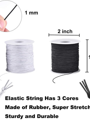 Elastic Cord for Bracelets, 2 Rolls 1 mm 330 Feet Sturdy Bracelet String, Stretchy Elastic String for Jewelry Making, Necklaces, Beading