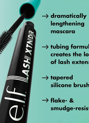e.l.f. Lash XTNDR Mascara, Pitch Black | Made With Tubing Technology For The Look Of Lash Extensions, Clump & Flake Free, Vegan & Cruelty-Free