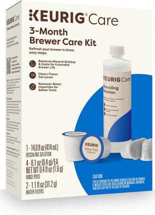 Keurig 3-Month Brewer Maintenance Kit Includes Descaling Solution, Water Filter Cartridges & Rinse Pods, Compatible Classic/1.0 & 2.0 K-Cup Coffee Makers, 7 Count