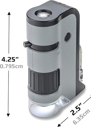 Carson MicroFlip 100x-250x, LED UV Pocket Microscope with Smartphone Clip, STEM Education (MP-250)