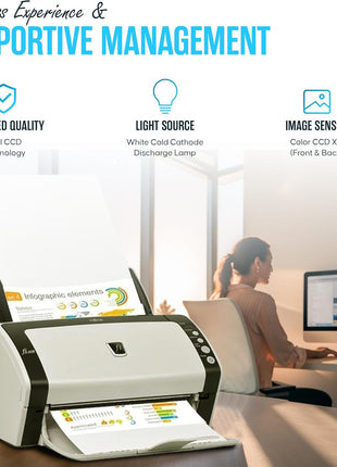 FI-6130 Fujitisu Document Scanner ADF - 1 Year Warranty - Duplex Sheet-Fed Document Scanner with 24V, USB 2.0 Cable & Microfiber Cleaning Cloth (Renewed)