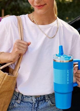 STANLEY Quencher ProTour Flipstraw Tumbler, 30 oz, Azure Fade | Built-In Straw & Handle | Cupholder Compatible for Travel | Leakproof Insulated Stainless Steel Cup | BPA-Free