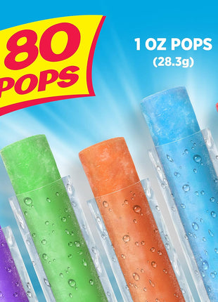 Pop Ice Popsicle Variety Pack of 1 Oz Freezer Bars, Assorted Flavors, 80 Count