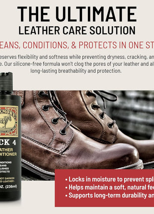 Bickmore Bick 4 Leather Conditioner 8 oz - Cleaner & Conditioner - Restore Polish & Protect All Smooth Finished Leathers