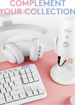 Logitech Creators Blue Yeti USB Microphone for Gaming, Streaming, Podcast, YouTube, Discord, PC, Studio Sound, Plug & Play-White Mist | White Mist Yeti USB Mic, 4 Pickup Patterns, Blue Vo!ce, 3.5mm Headphone Monitoring, USB Plug-and-Play
